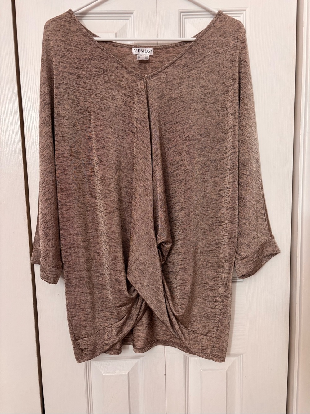 VENUS Taupe-Brown Twist Front Knit Tunic